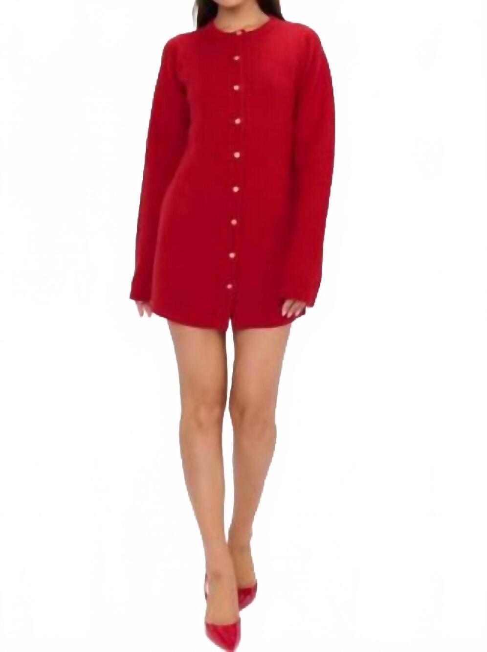 NEW SHOW ME YOUR MUMU marguerite cardigan dress in lover red knit